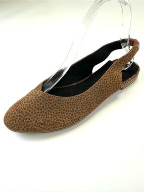 TOMS Brown Spotted Suede Slingback Flats Size 7.5